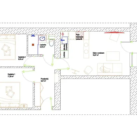 Apartament 3 Pokoje Balkon 50m2 Wyposazone Parking * Wrocław