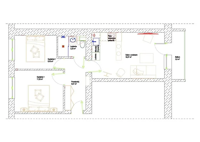 Apartament 3 Pokoje Balkon 50m2 Wyposazone Parking * Wrocław